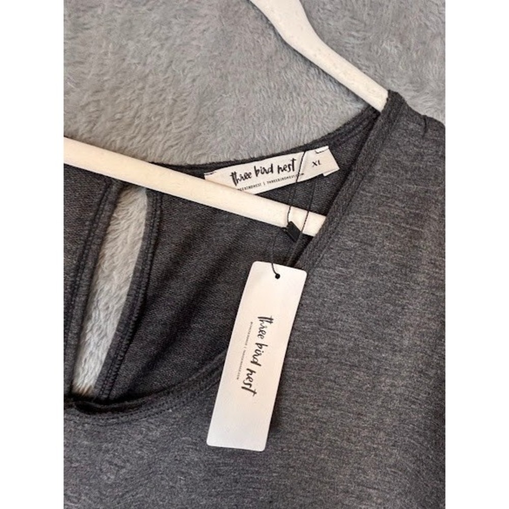 Three Bird Nest Charcoal Gray Wide Leg Sleeveless Jumpsuit XL NWT Loungewear - Picture 6 of 11